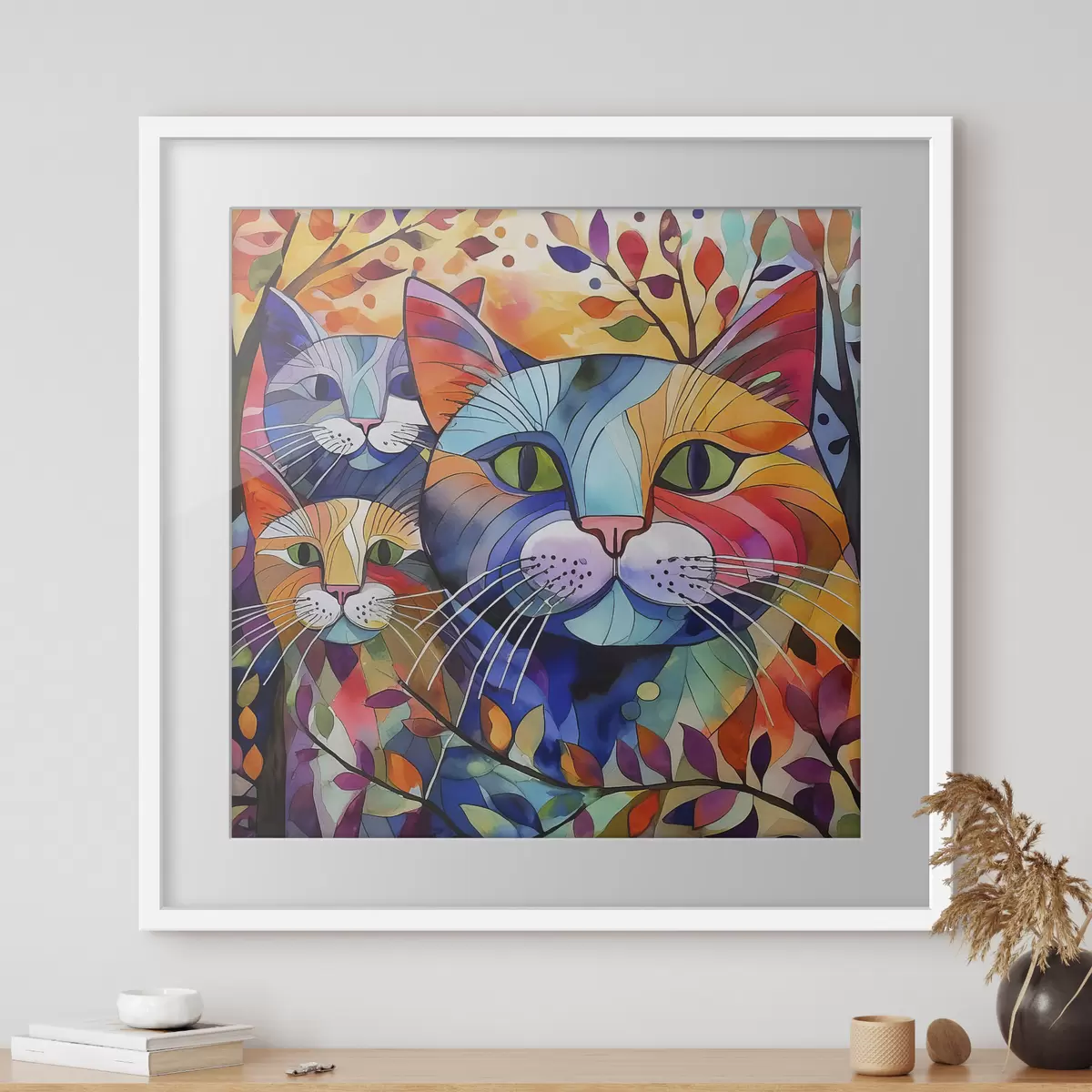 Poster Astrazione multicolore con gatti f38814