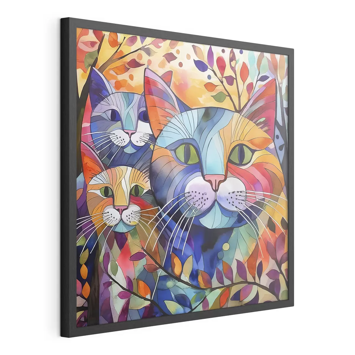Poster Astrazione multicolore con gatti f38814