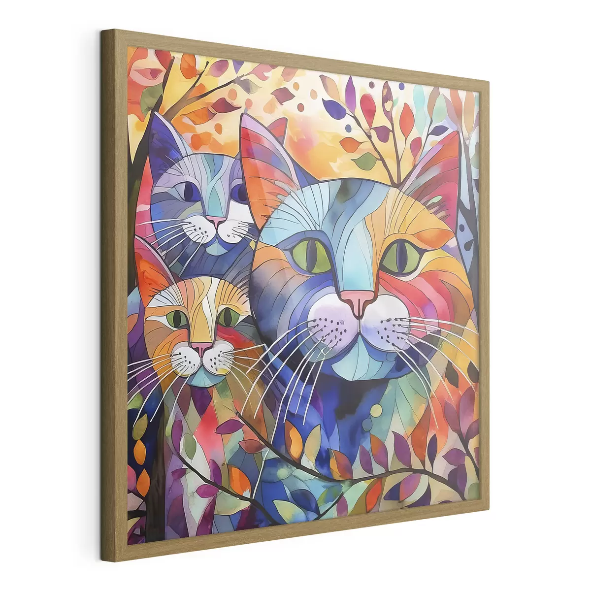 Poster Astrazione multicolore con gatti f38814