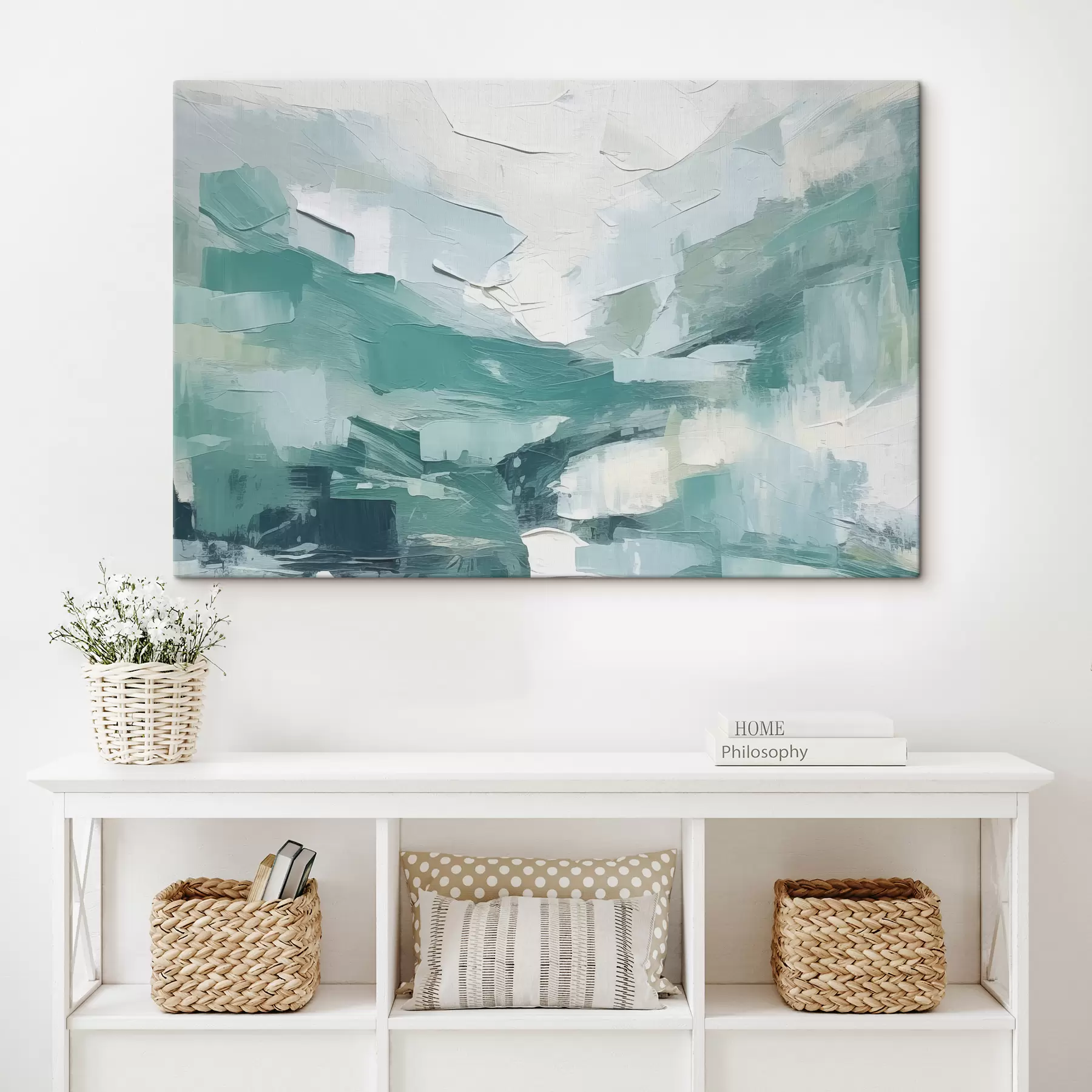 carta da parati Astrazione di grandi tratti blu e bianchi, imitazione della pittura a olio, minimalismo nr. s38915