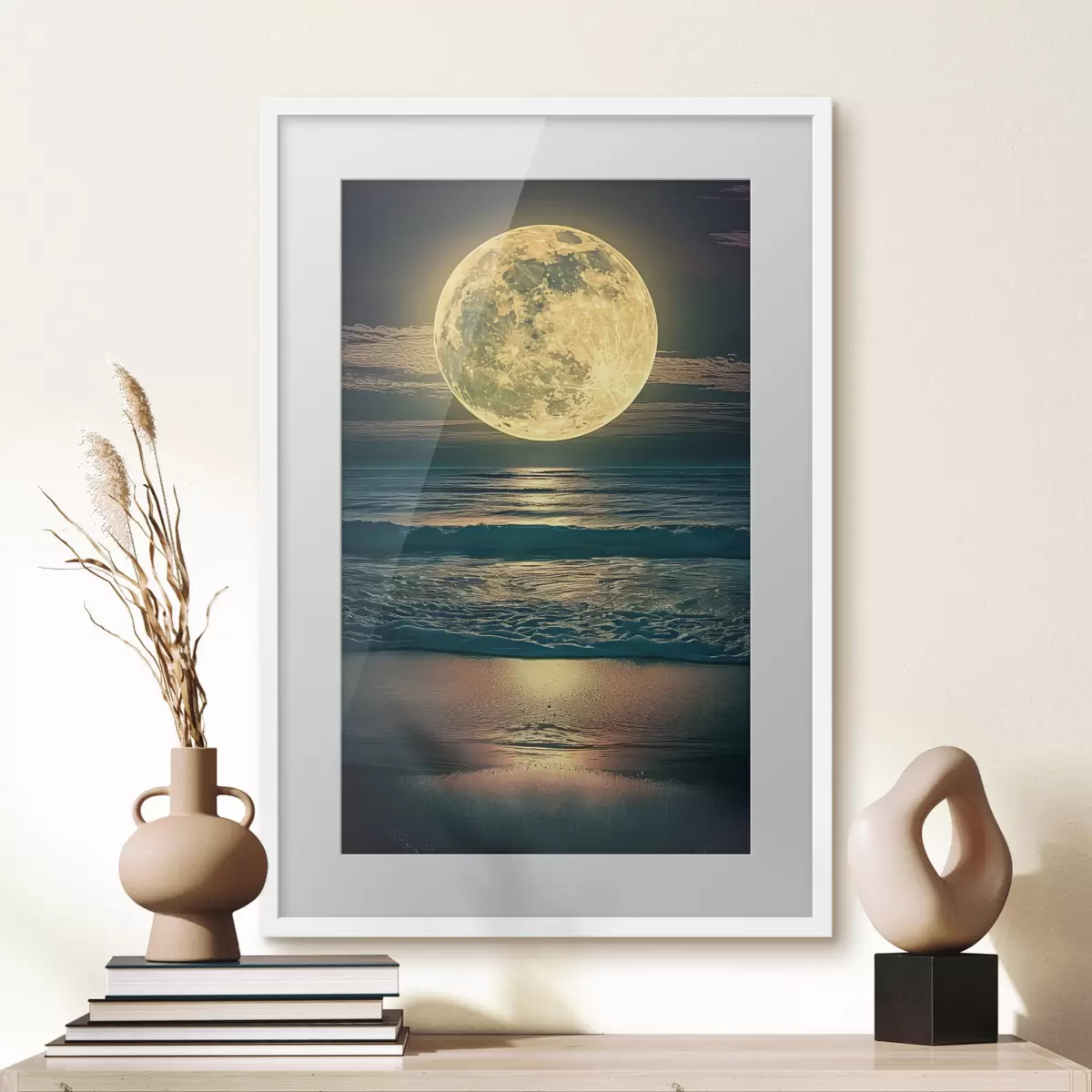Poster Grande luna sull'oceano f38865