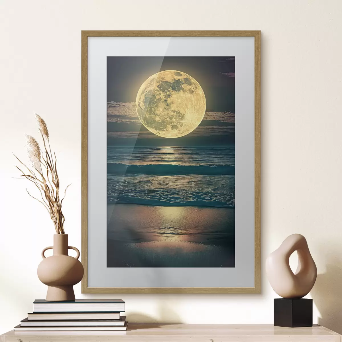 Poster Grande luna sull'oceano f38865
