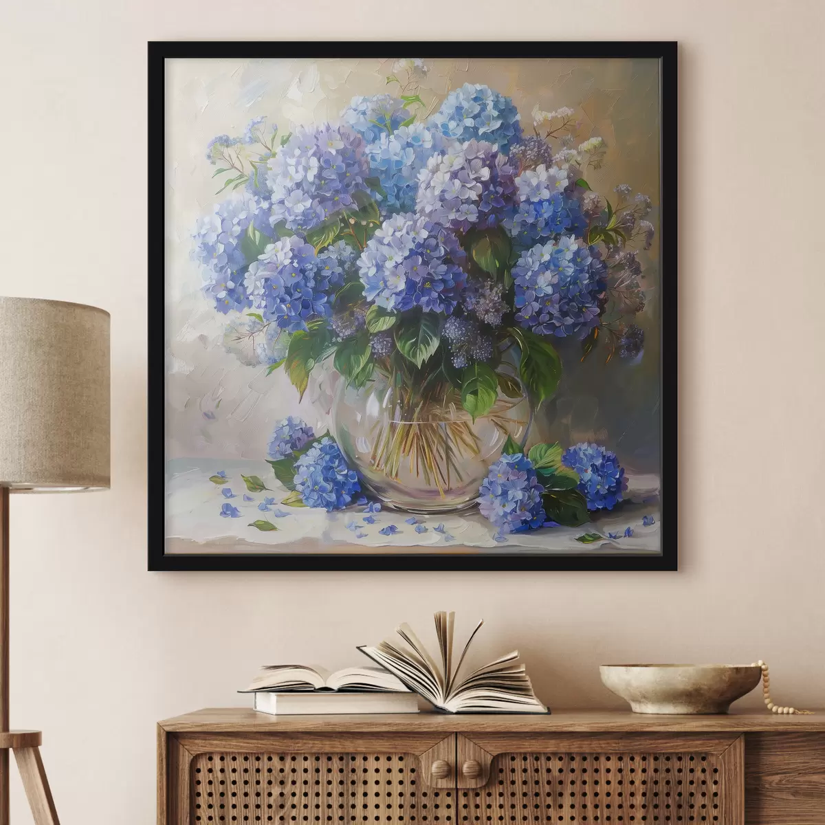 Poster Ortensie blu sul tavolo f38709