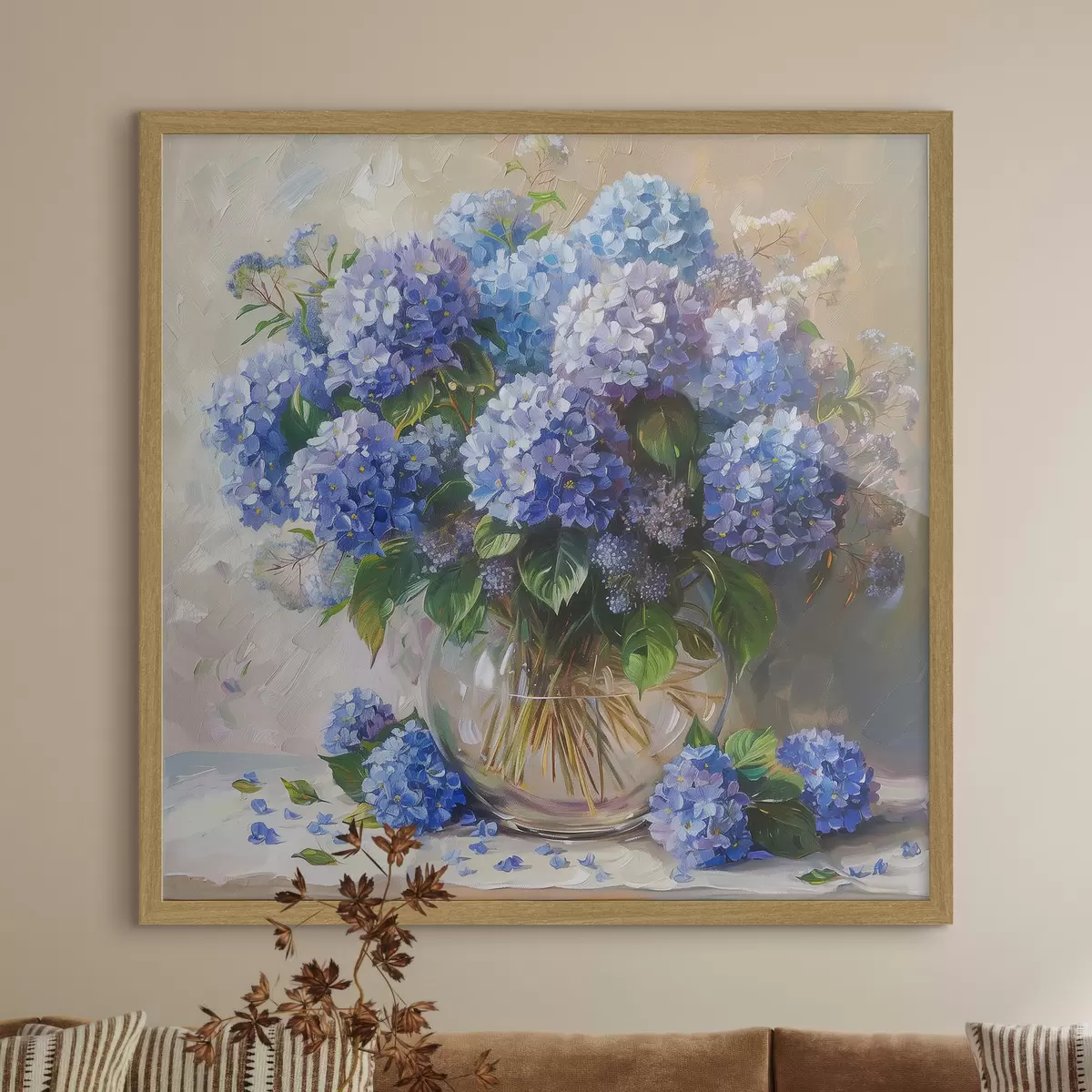 Poster Ortensie blu sul tavolo f38709