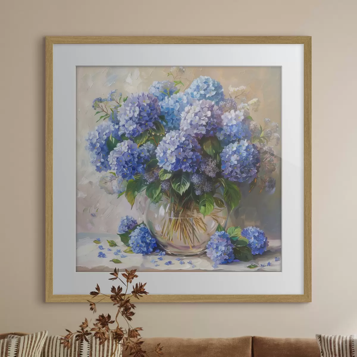 Poster Ortensie blu sul tavolo f38709