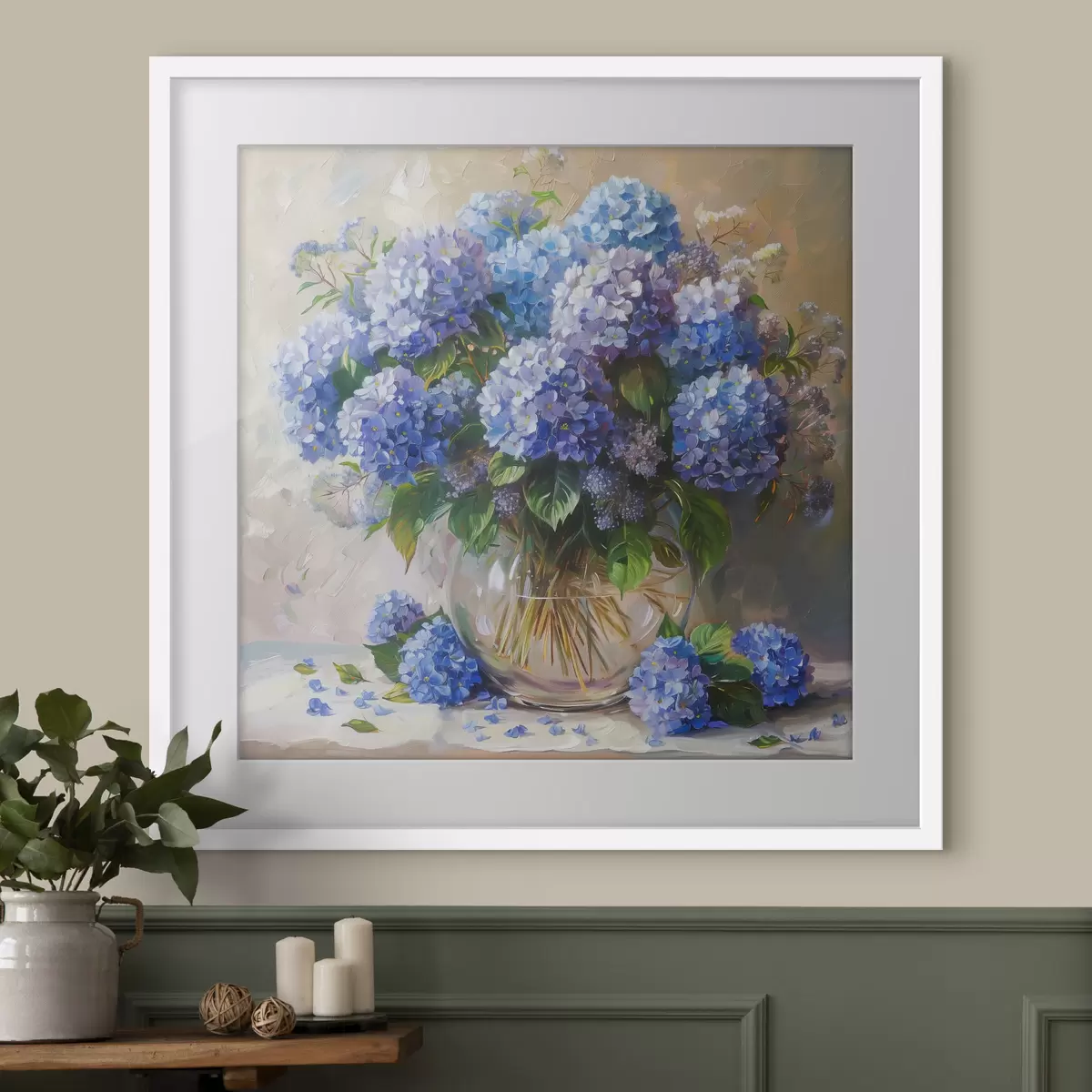 Poster Ortensie blu sul tavolo f38709