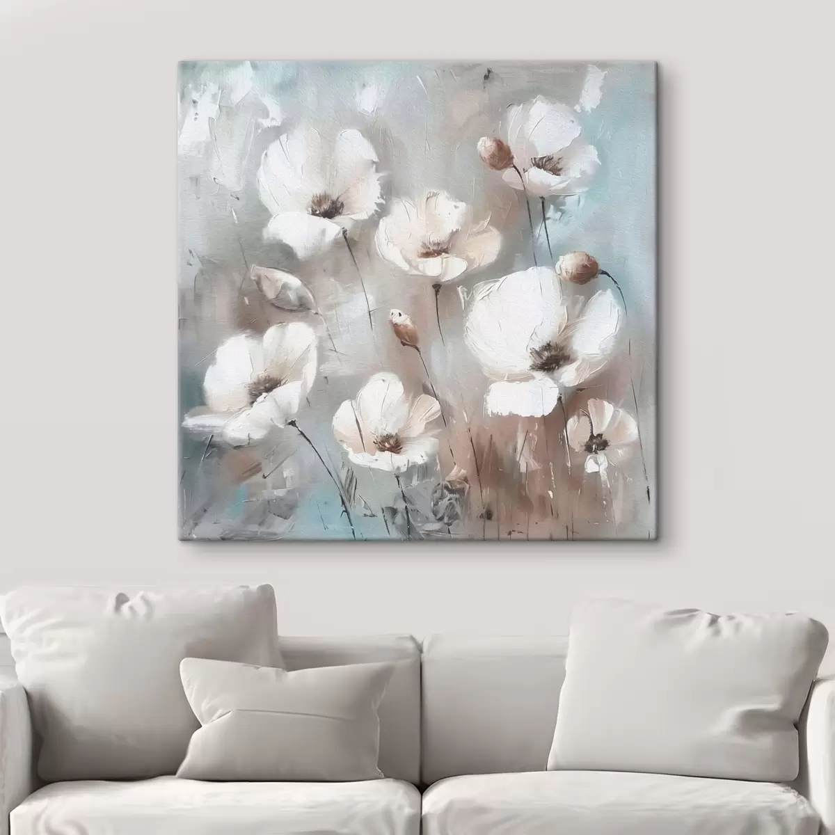 carta da parati Trama stampata pianta di fiori di campo bianchi nr. s38925