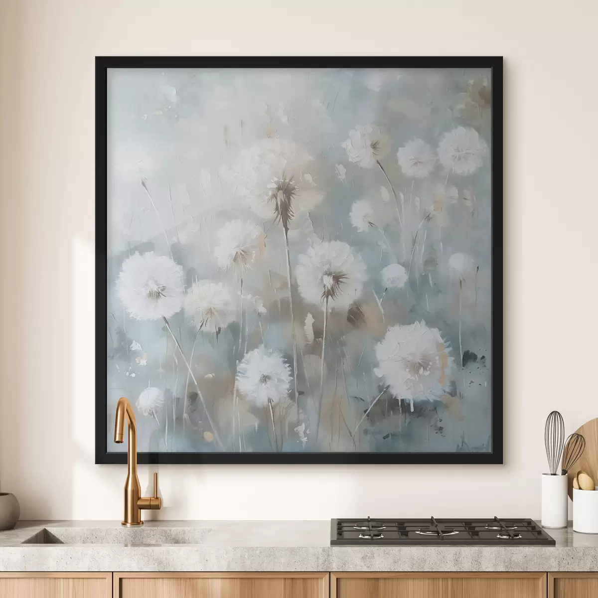 Poster Campo di piante e fiori di tarassaco stampati texture f38932