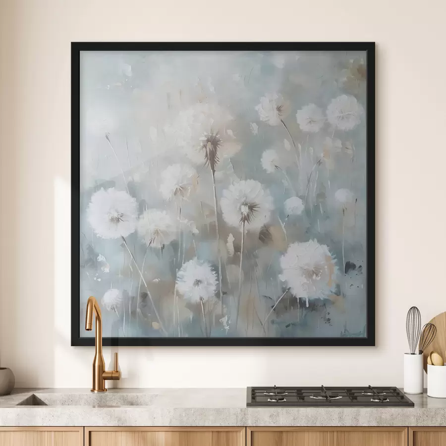 carta da parati Campo di piante e fiori di tarassaco stampati texture nr. f38932