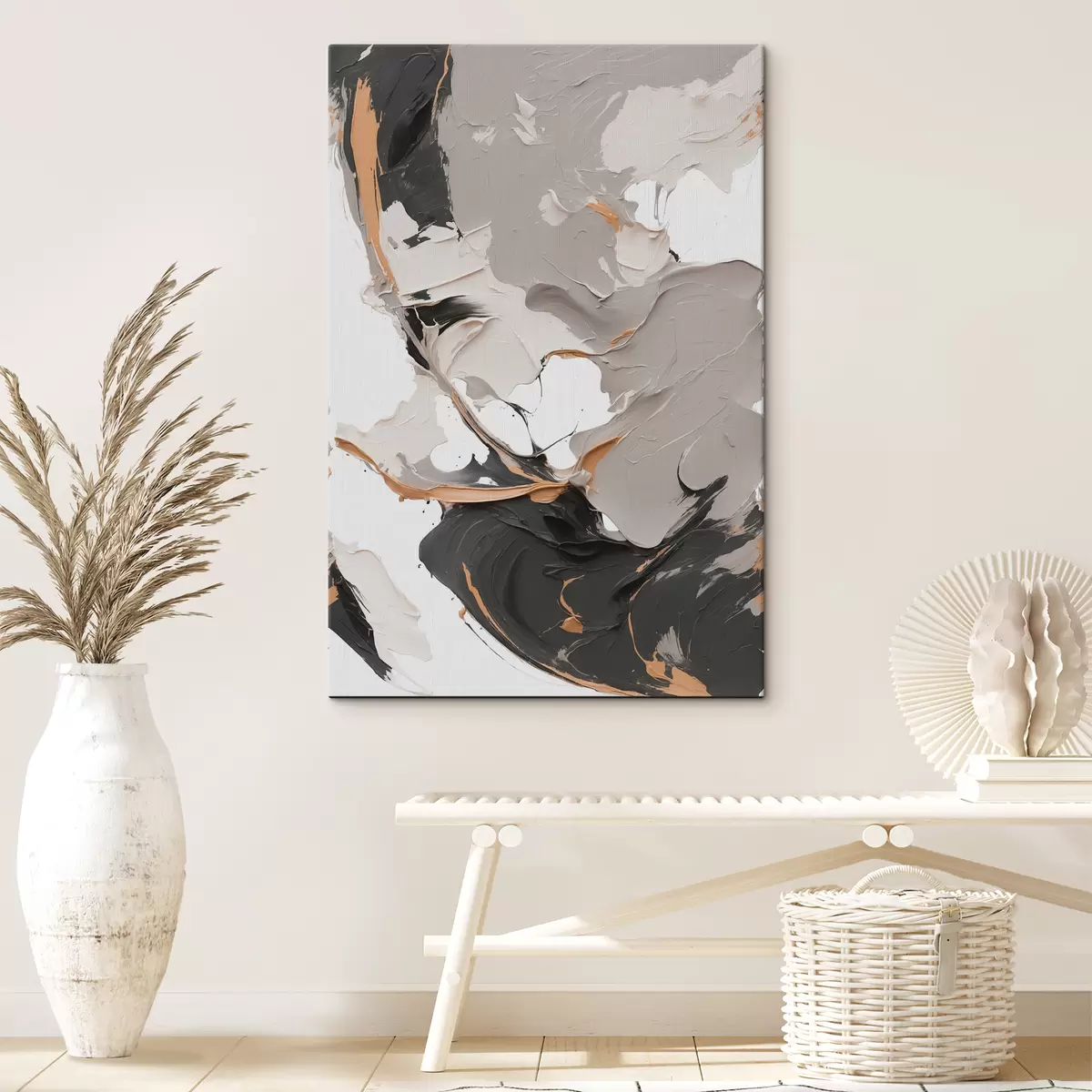 carta da parati Quadro astratto nei colori bianco e grigio nr. s38855