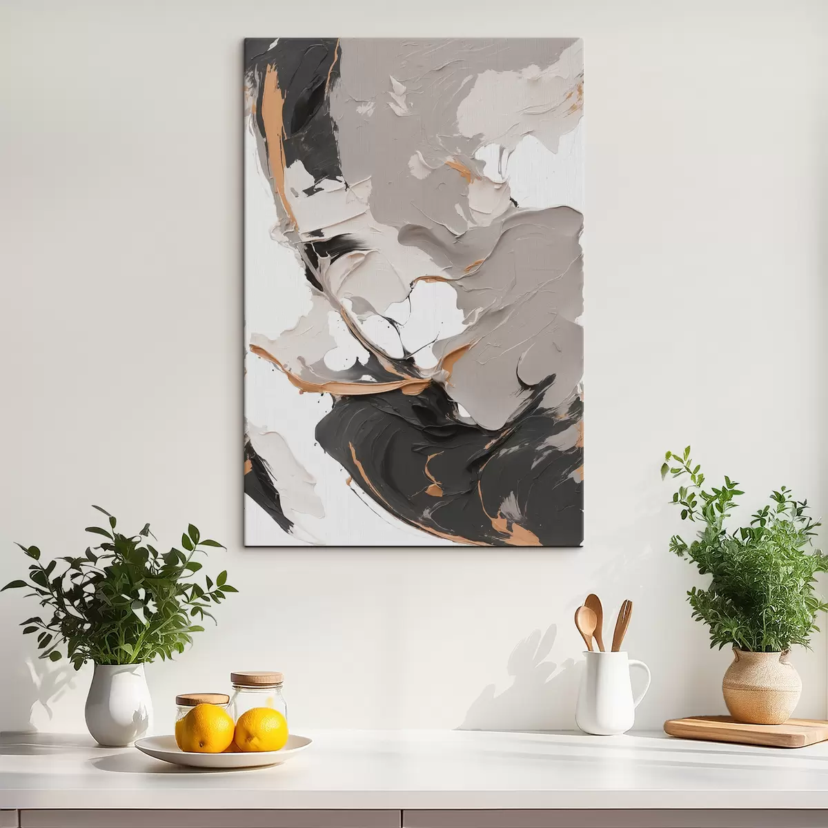 carta da parati Quadro astratto nei colori bianco e grigio nr. s38855