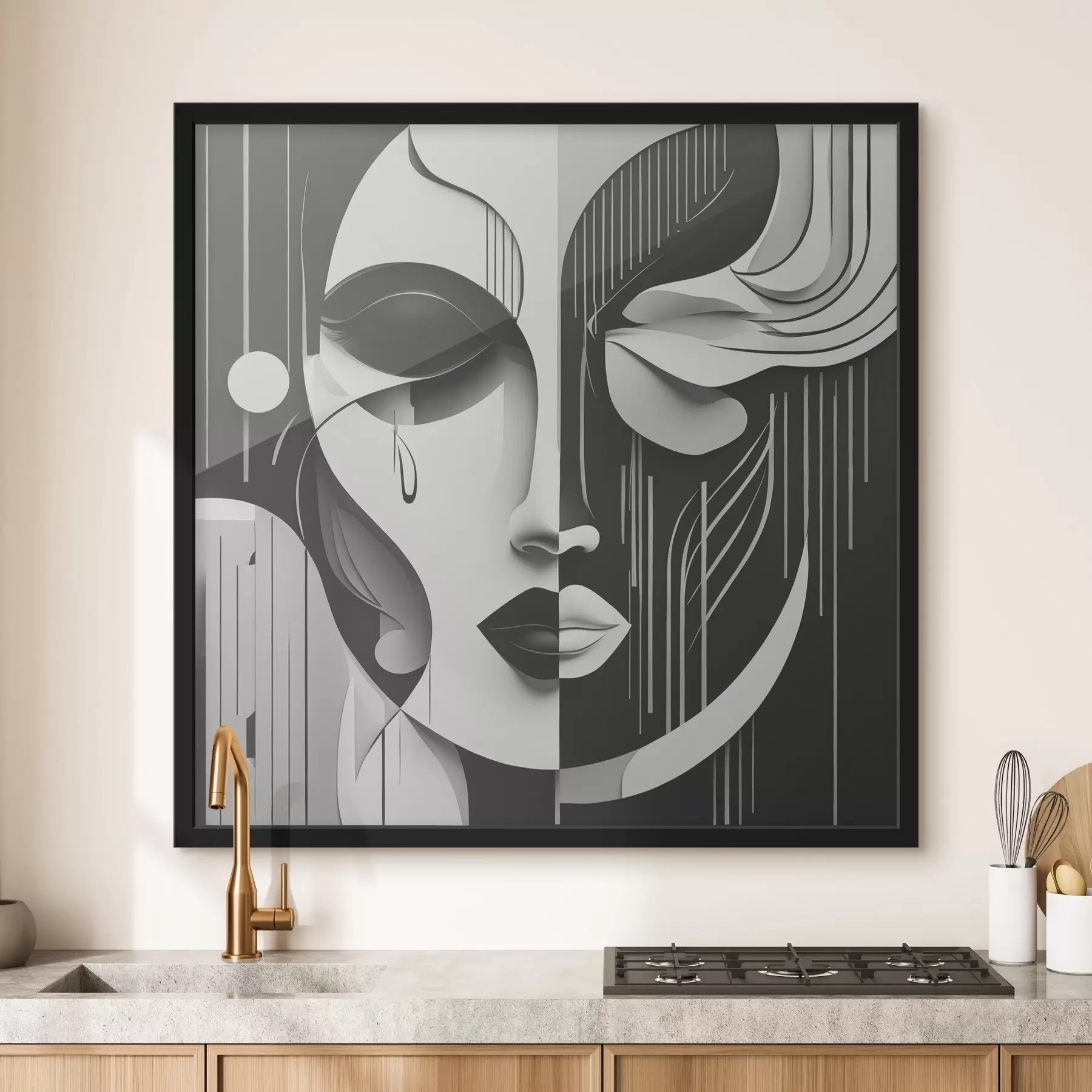 carta da parati Maschera in bianco e nero nr. f38850