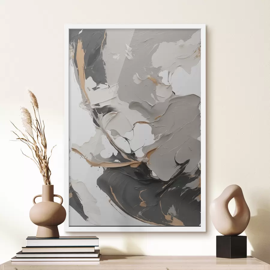 carta da parati Quadro astratto nei colori bianco e grigio nr. f38855