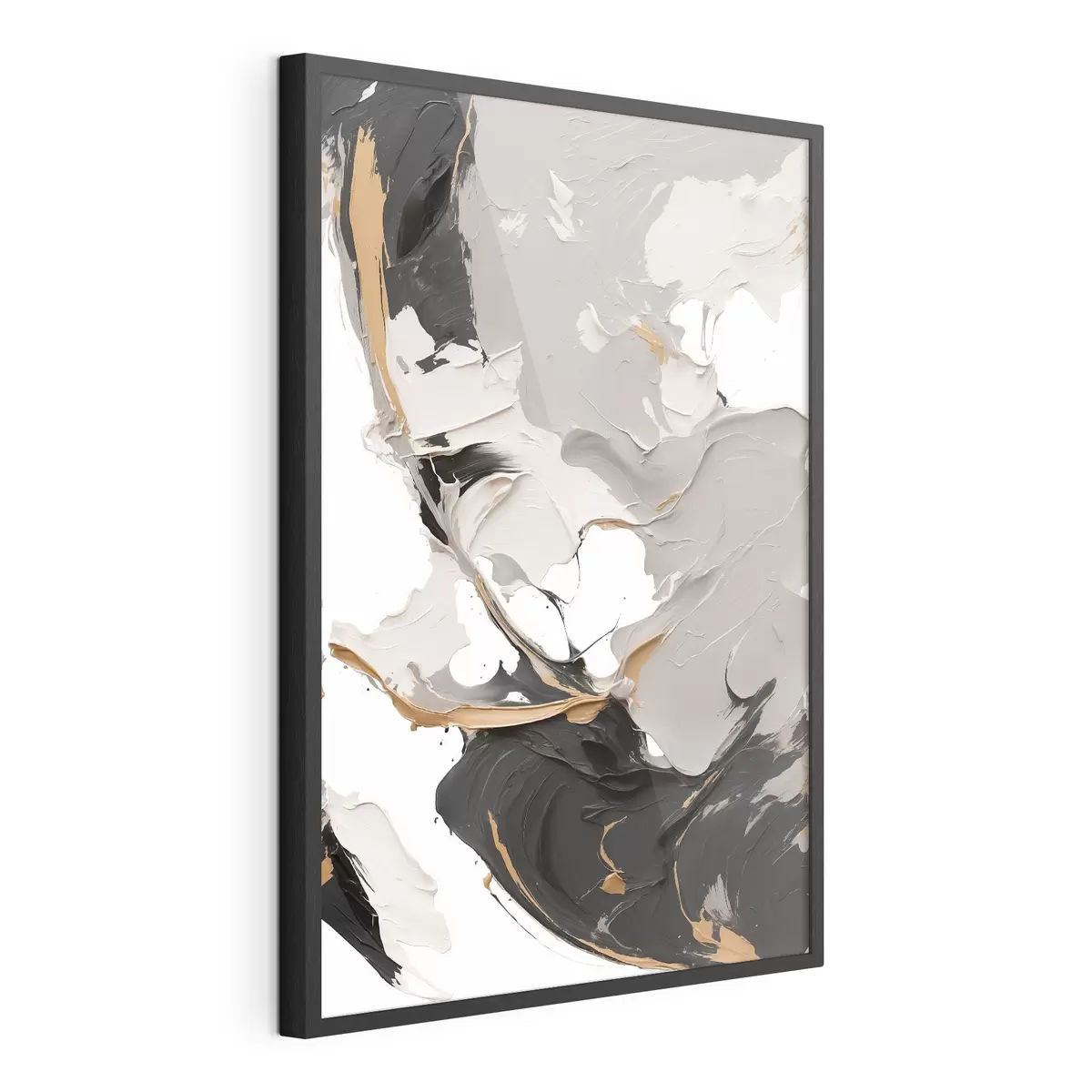 Poster Quadro astratto nei colori bianco e grigio f38855