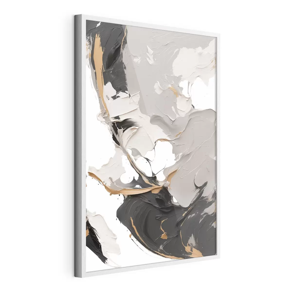 Poster Quadro astratto nei colori bianco e grigio f38855