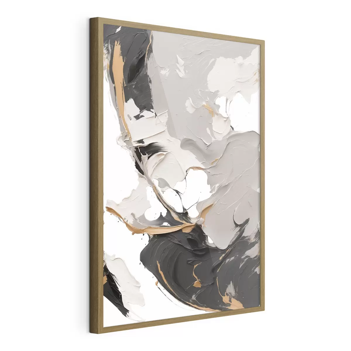 Poster Quadro astratto nei colori bianco e grigio f38855