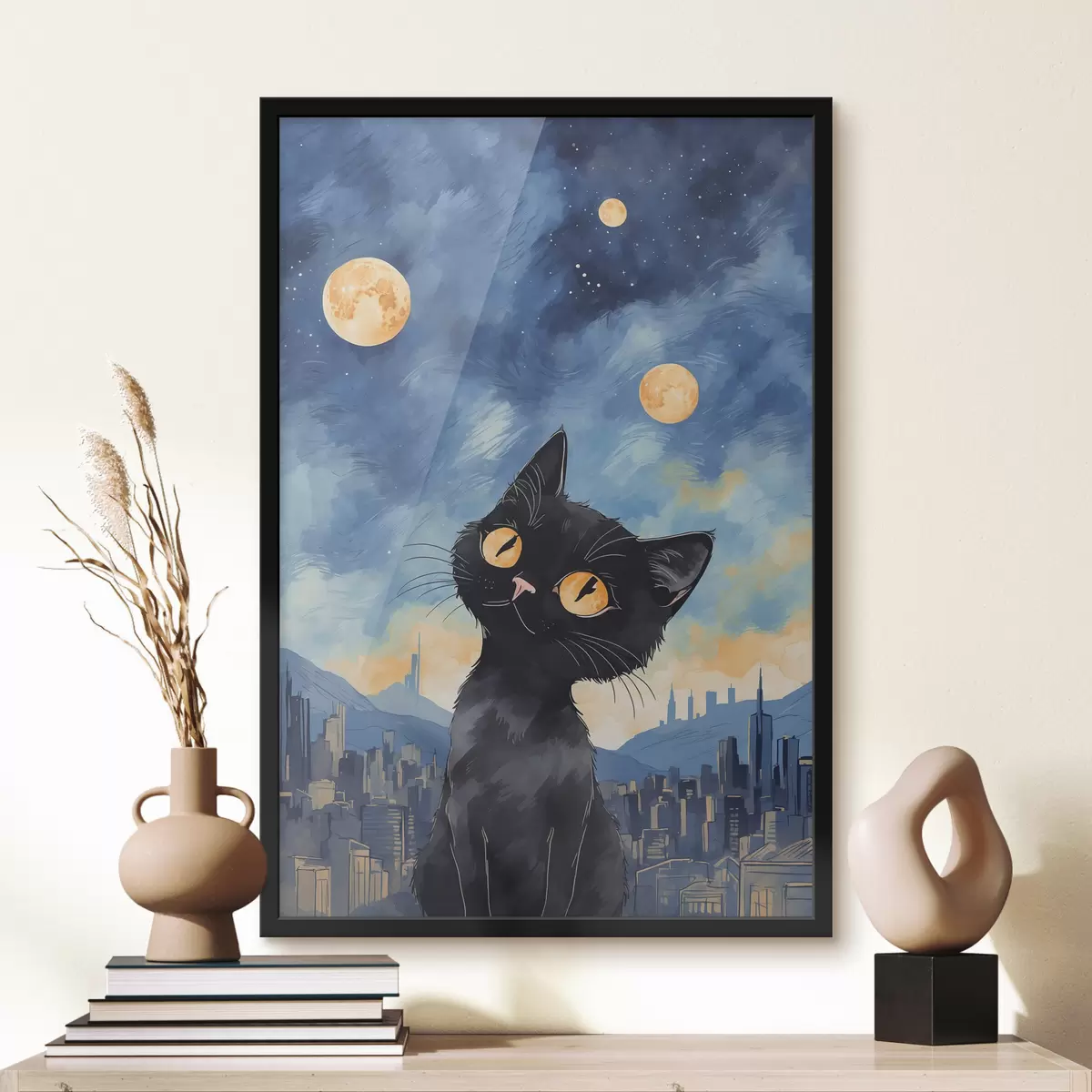 Poster Gatto su uno sfondo di città f38861