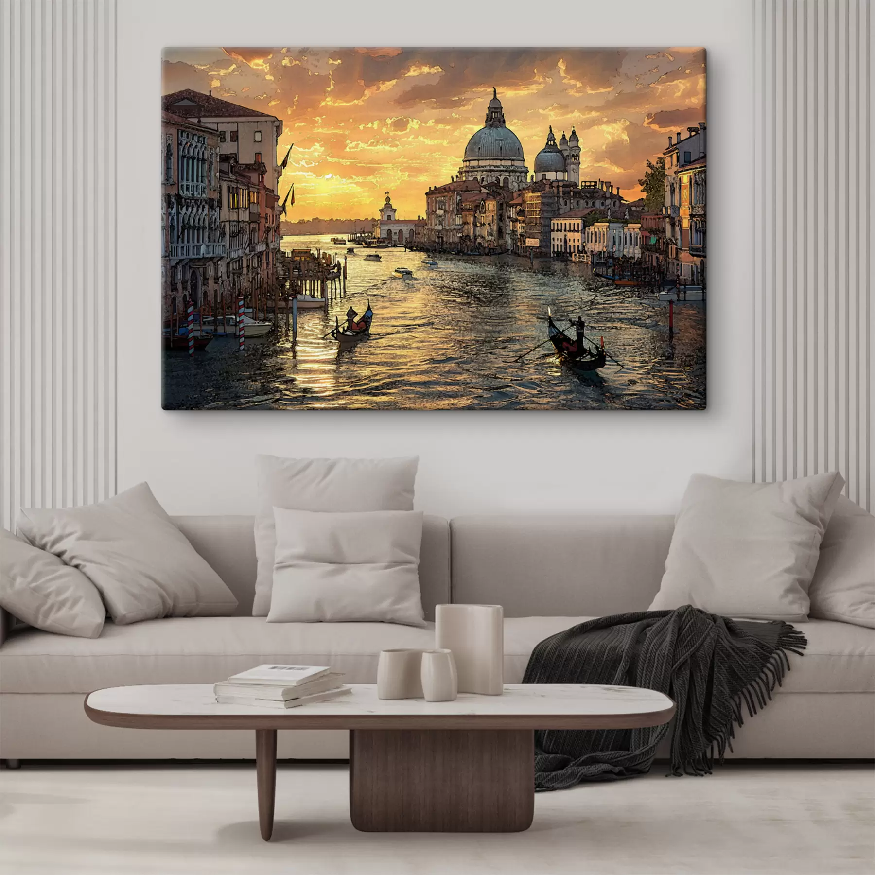 carta da parati Un dipinto con vista panoramica del Canal Grande a Venezia, Italia al tramonto. nr. s38963