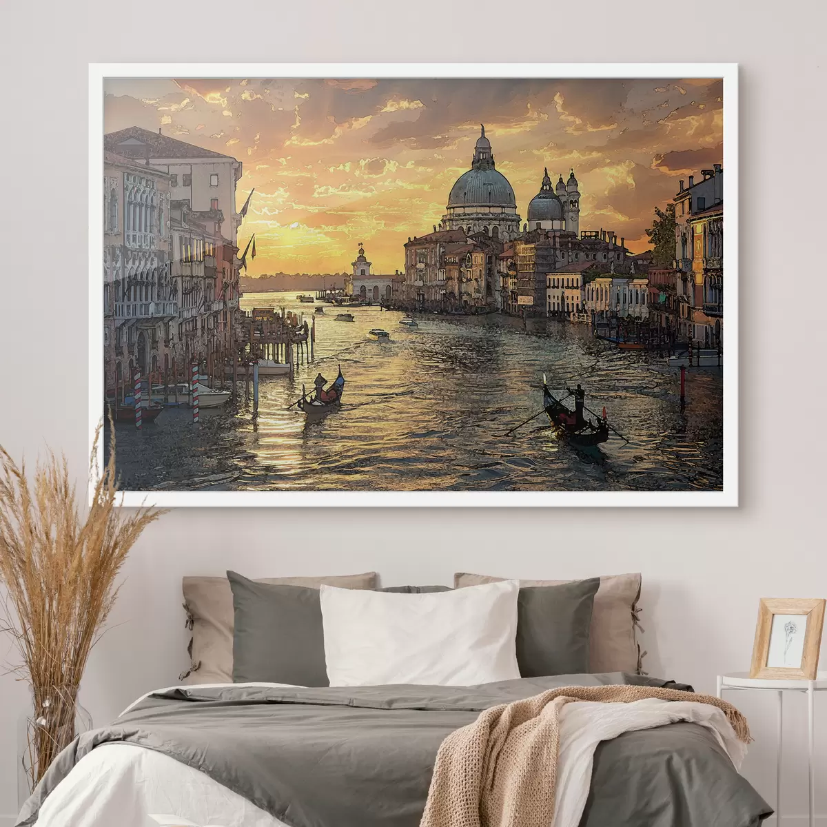 Poster Un dipinto con vista panoramica del Canal Grande a Venezia, Italia al tramonto. f38963