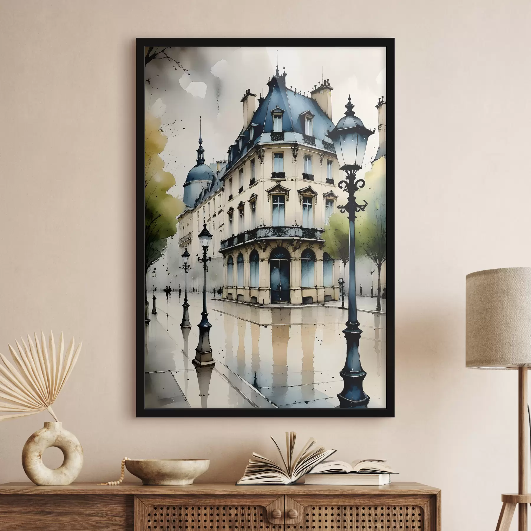 carta da parati Dipinto ad acquerello di edificio storico con facciata curva ed elementi architettonici decorativi nr. f38975