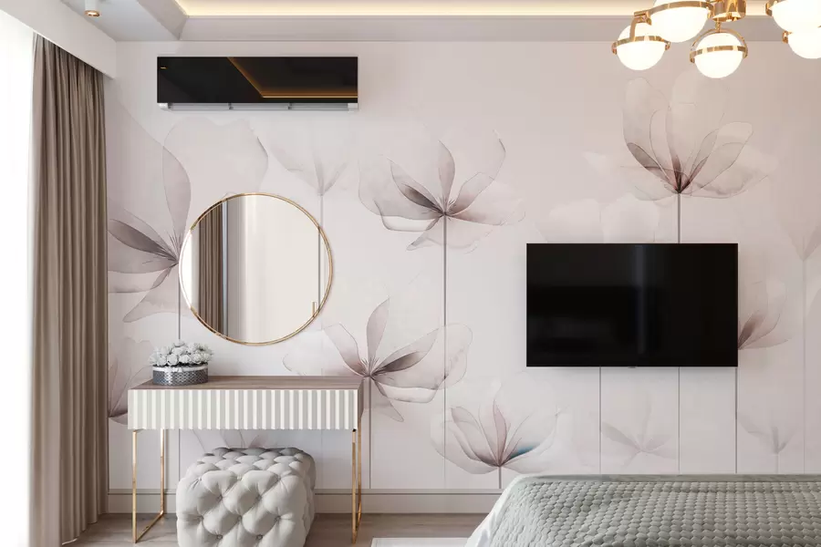 Carta da parati Floreale Delicati fiori trasparenti tendenza in stile moderno art deco 3D n. w00895