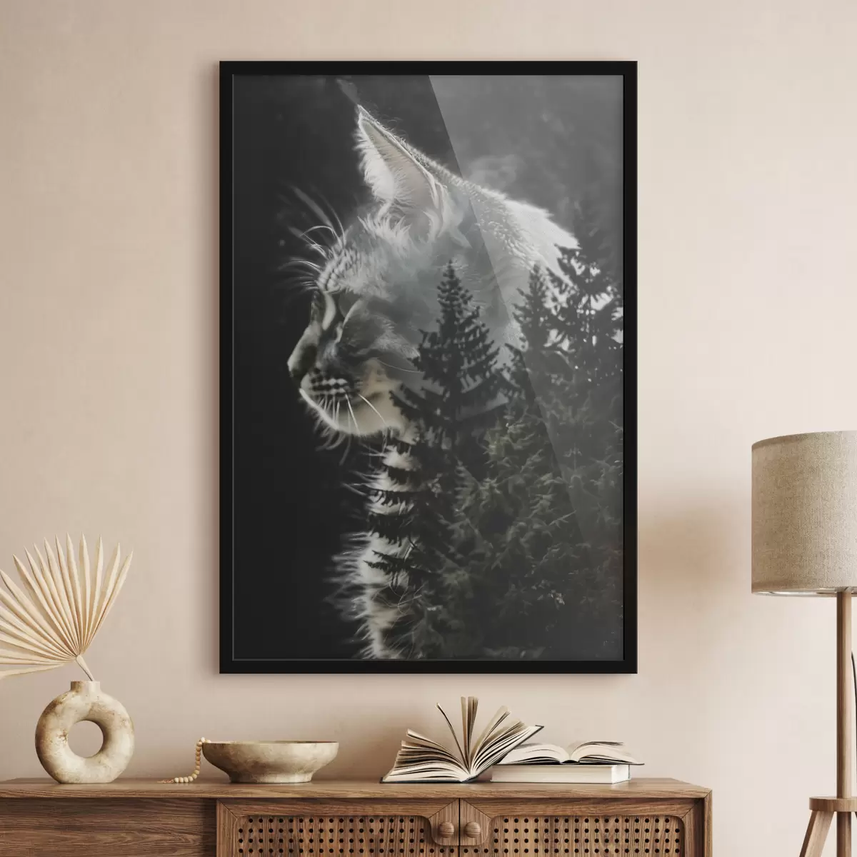 Poster Gatto con alberi di Natale f39028