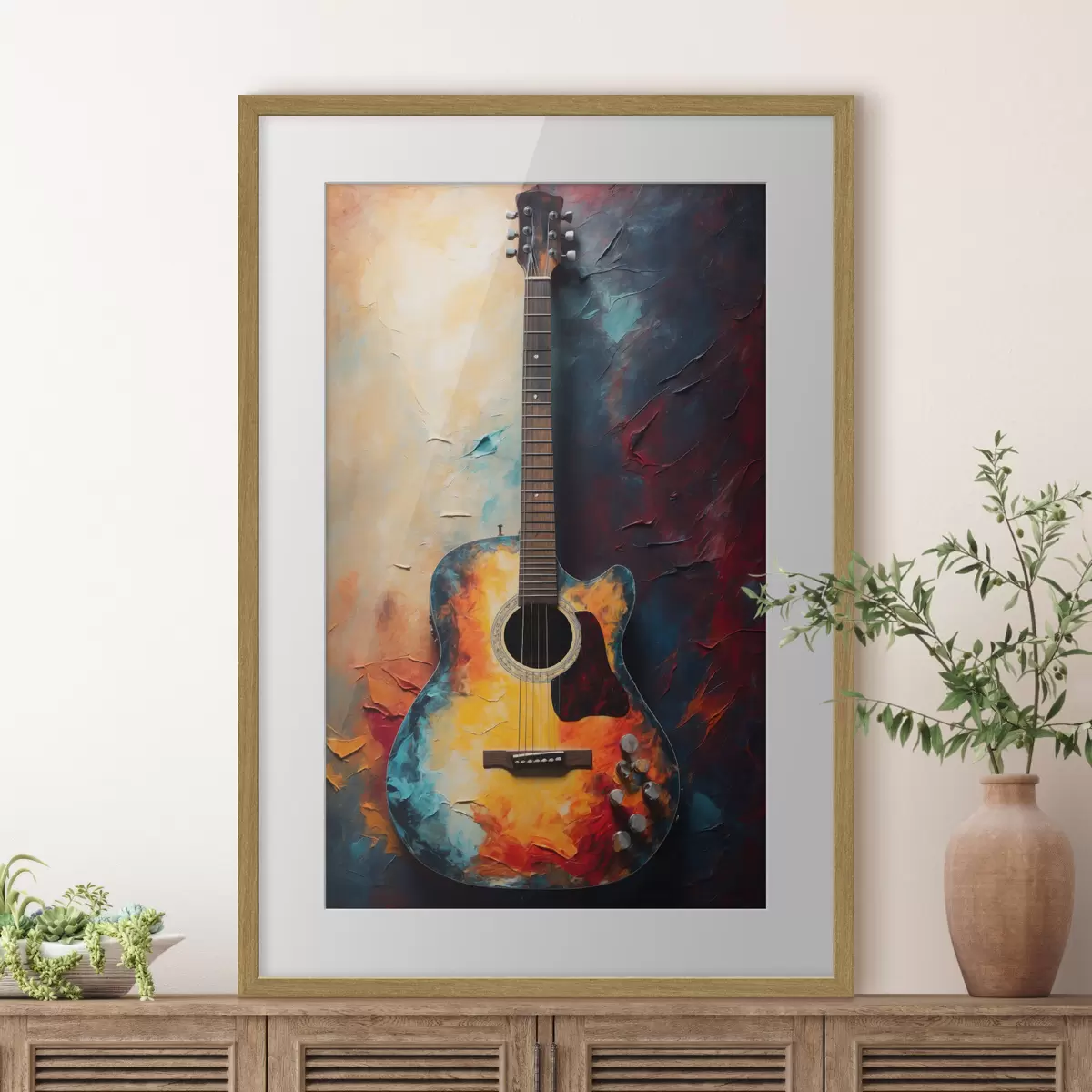 Poster Chitarra a colori vivaci f39002