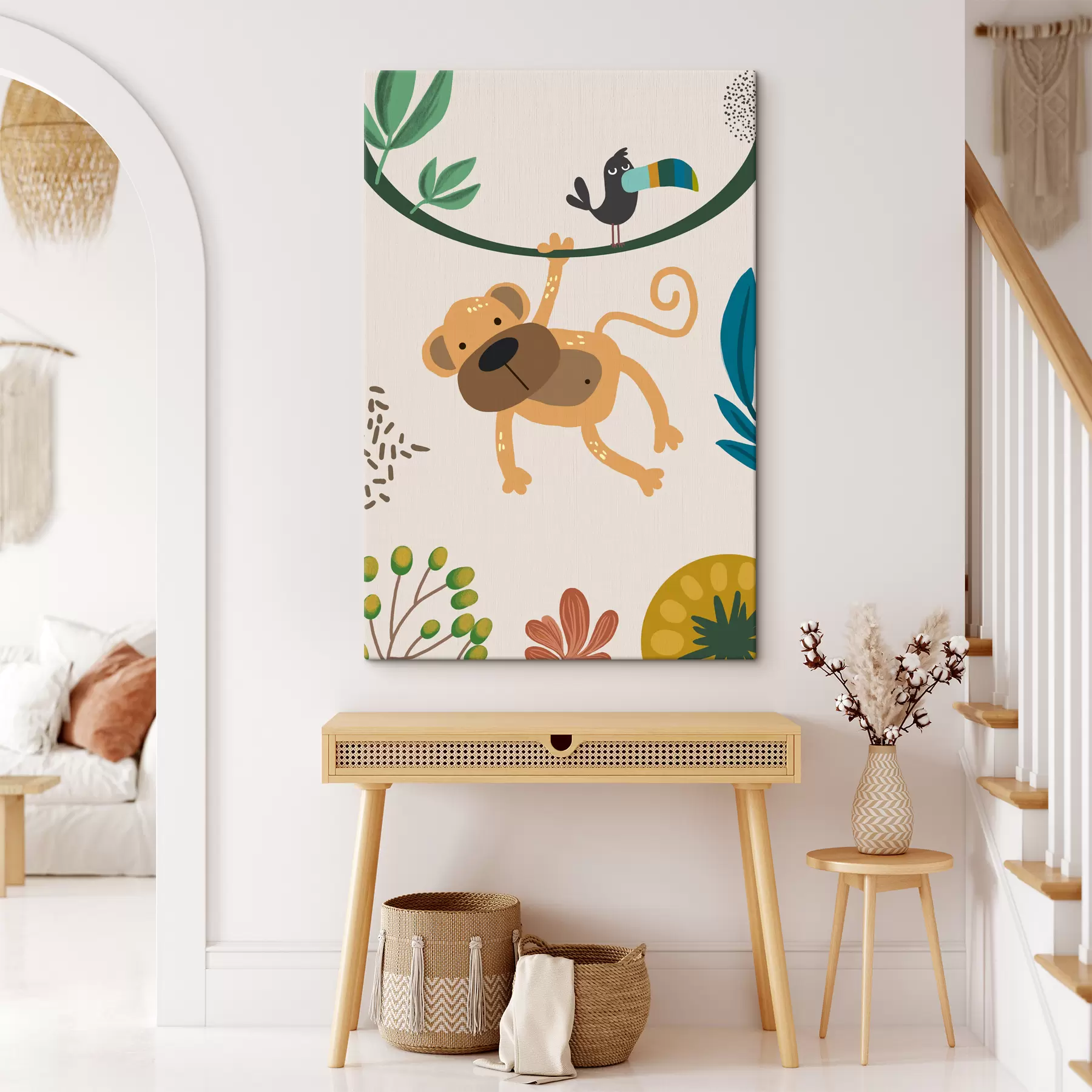 carta da parati Scimmia nella giungla in stile safari, boho nr. s39094