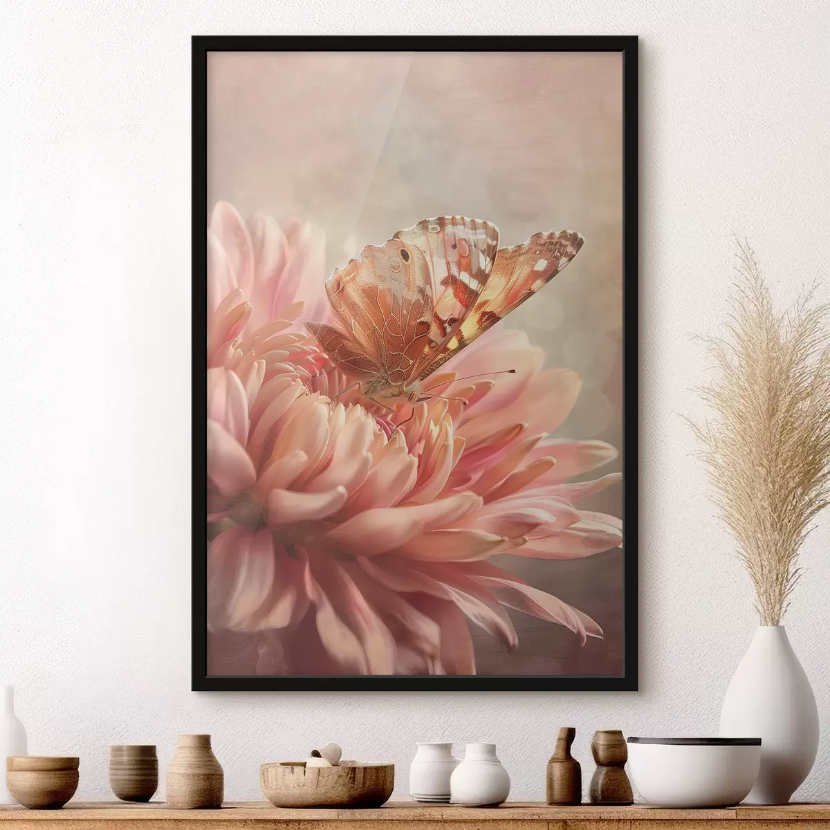 Poster Farfalla su un grande bocciolo di fiore f39071