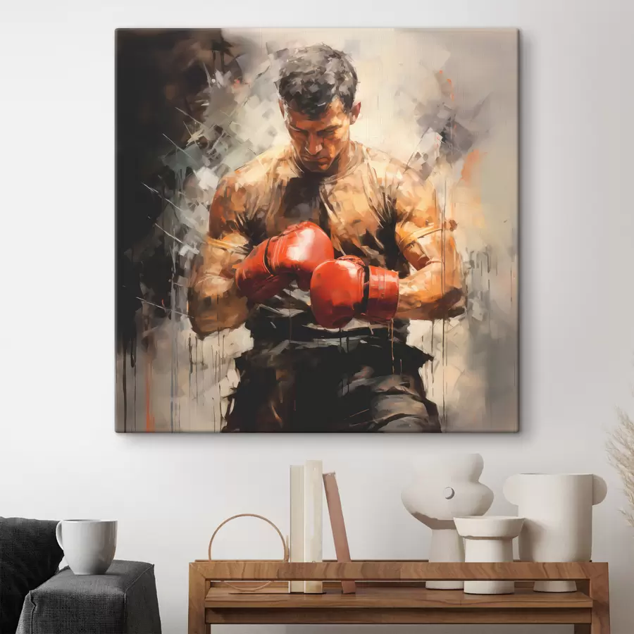 carta da parati Boxer in guanti rossi pittura ad olio nr. s39180