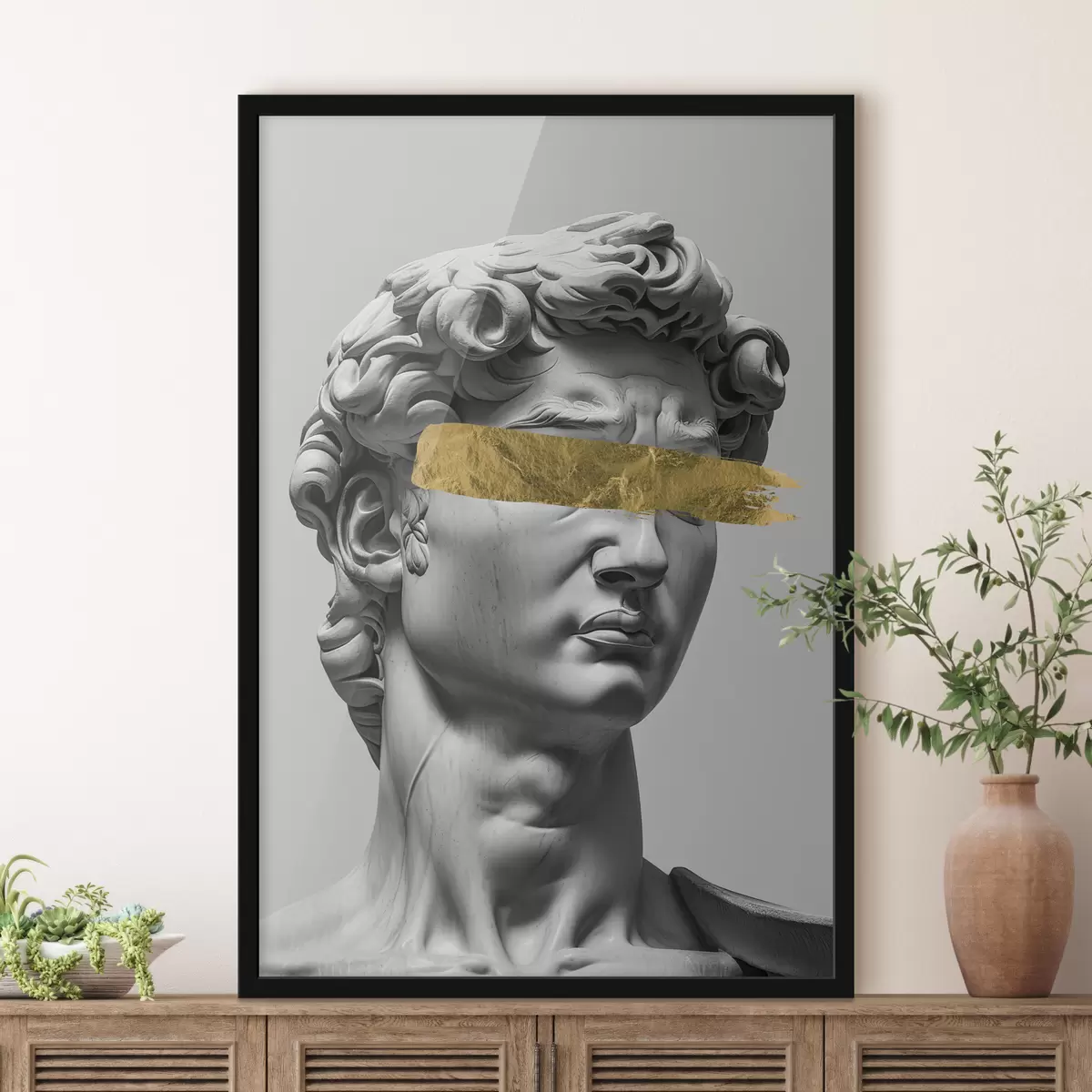 Poster Una scultura moderna di David con gli occhi chiusi f26129