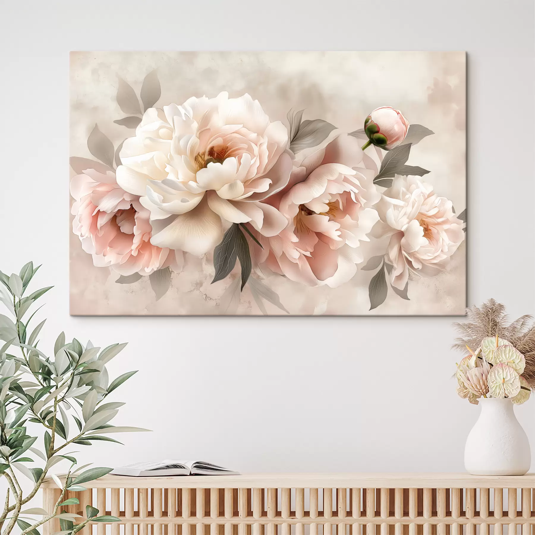 carta da parati bouquet astratto di peonie nei toni del rosa nr. s39324