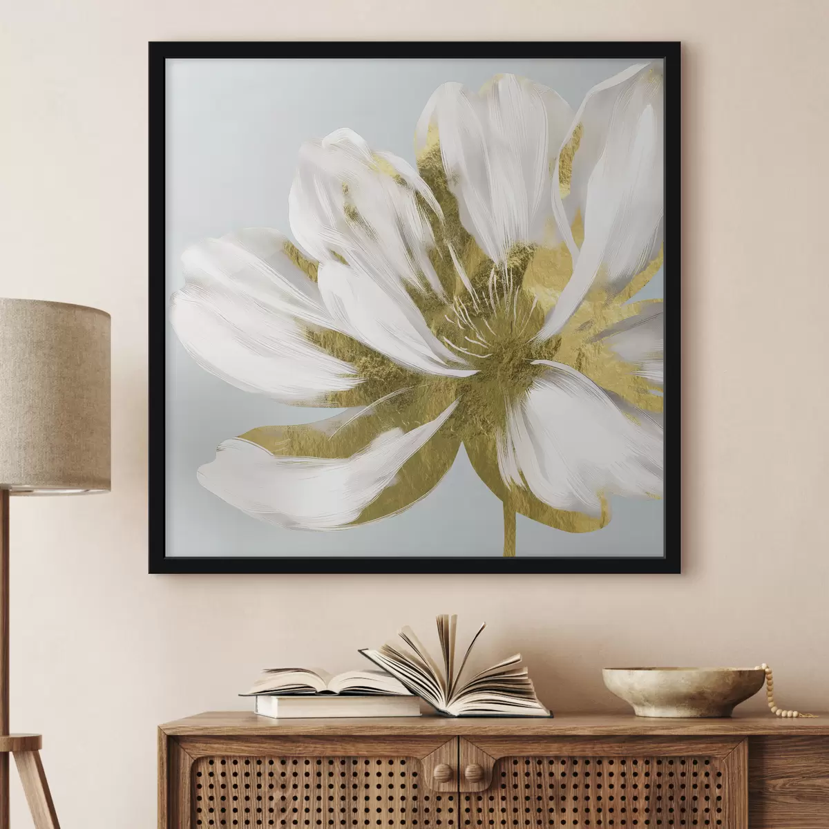 Poster Grande fiore astratto su sfondo blu f26121