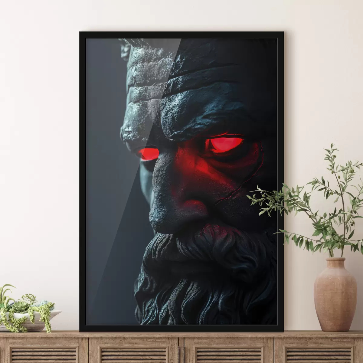 Poster Ritratto blu scuro di Zeus con gli occhi rossi f26125