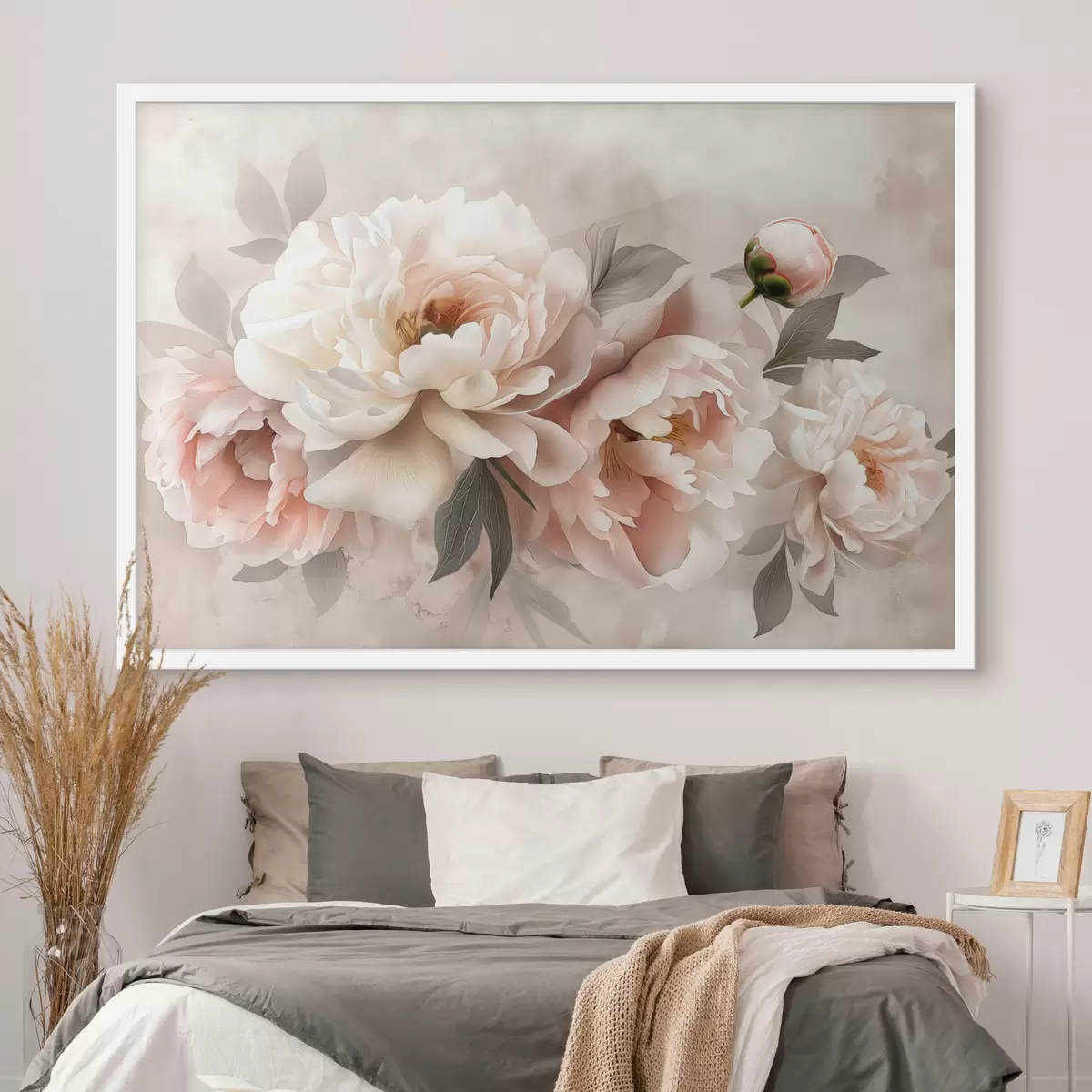 Poster bouquet astratto di peonie nei toni del rosa f39324