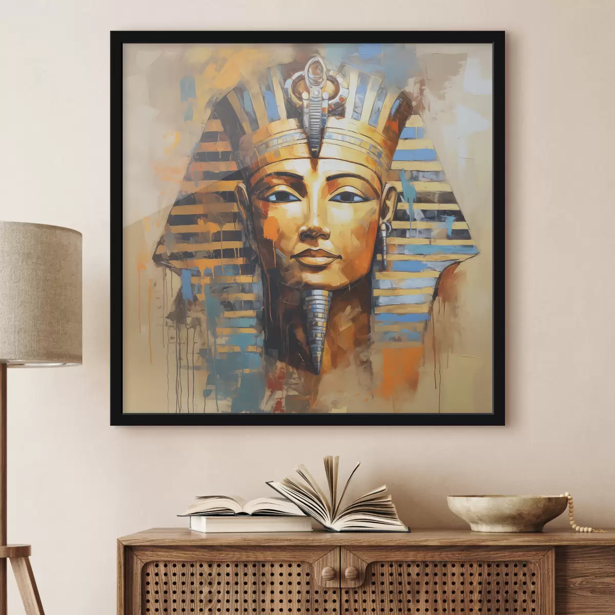 Poster Ritratto del faraone egiziano dipinto ad olio f39332