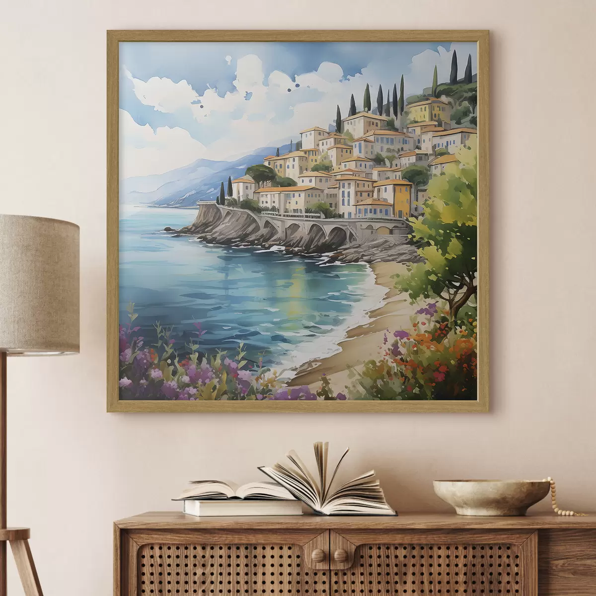 Poster costa pittoresca in una città italiana f39298
