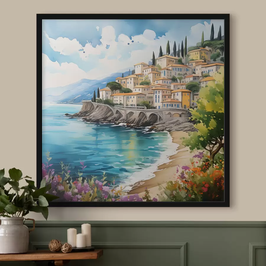 carta da parati costa pittoresca in una città italiana nr. f39298