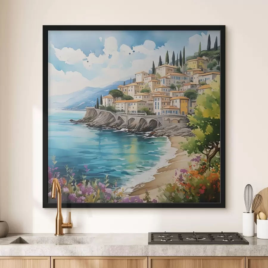 carta da parati costa pittoresca in una città italiana nr. f39298