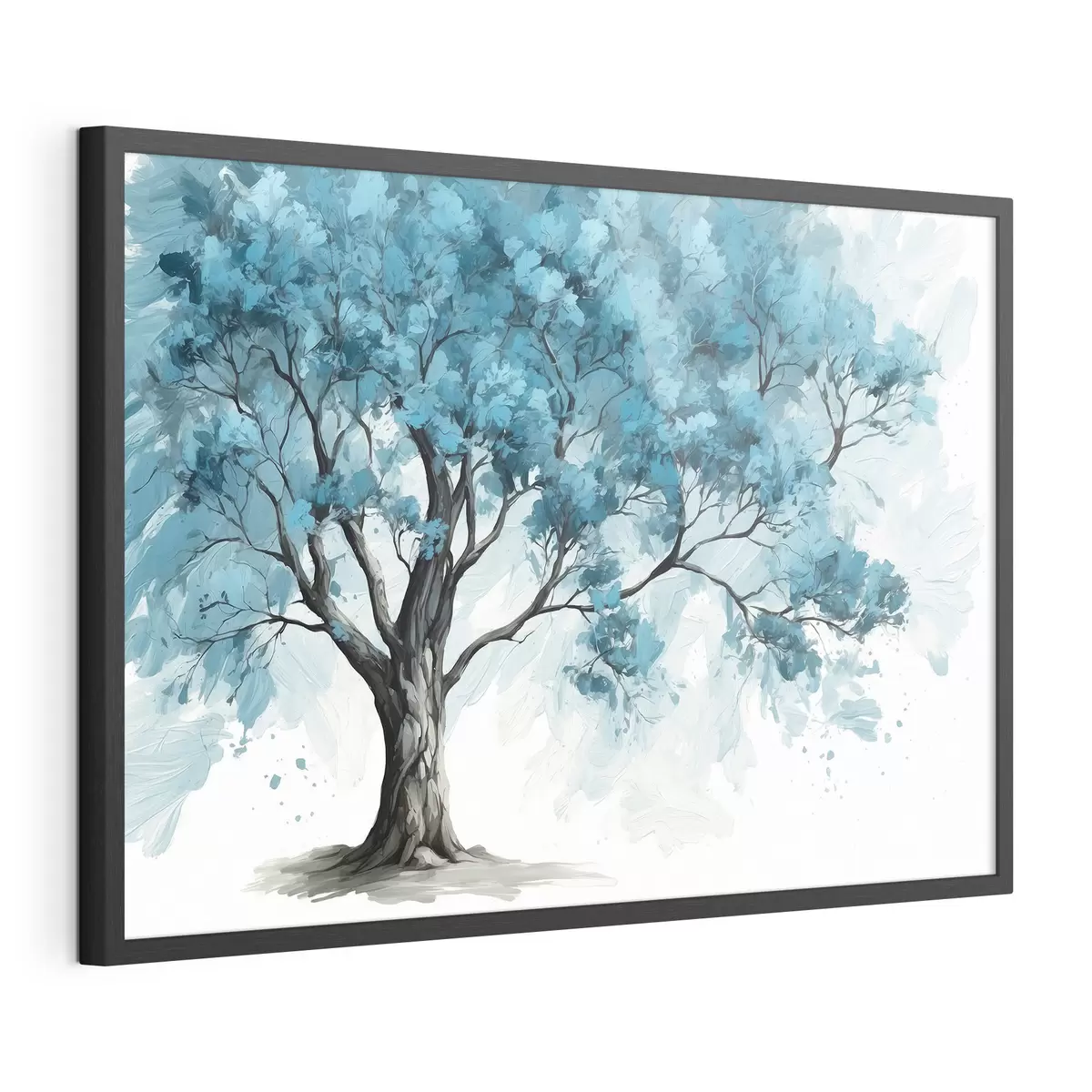 Poster Albero con foglie blu su sfondo bianco f39153