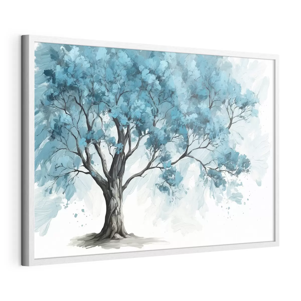 Poster Albero con foglie blu su sfondo bianco f39153