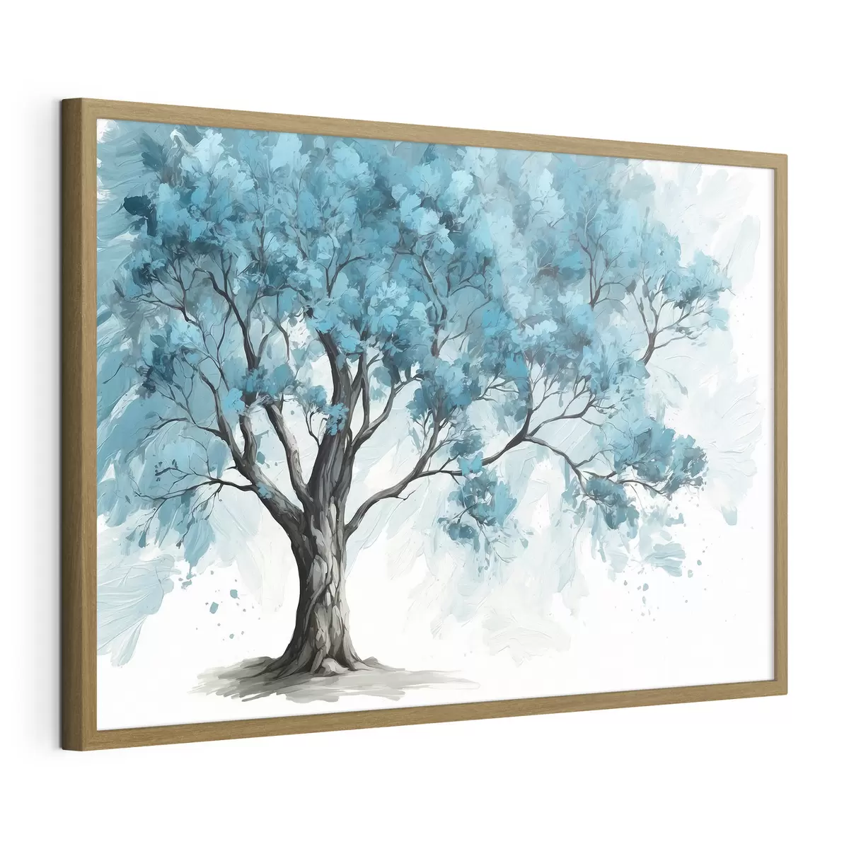 Poster Albero con foglie blu su sfondo bianco f39153
