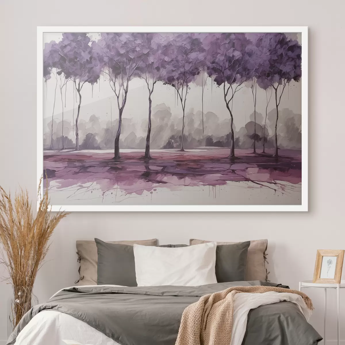 Poster Alberi con foglie viola su sfondo astratto f39155
