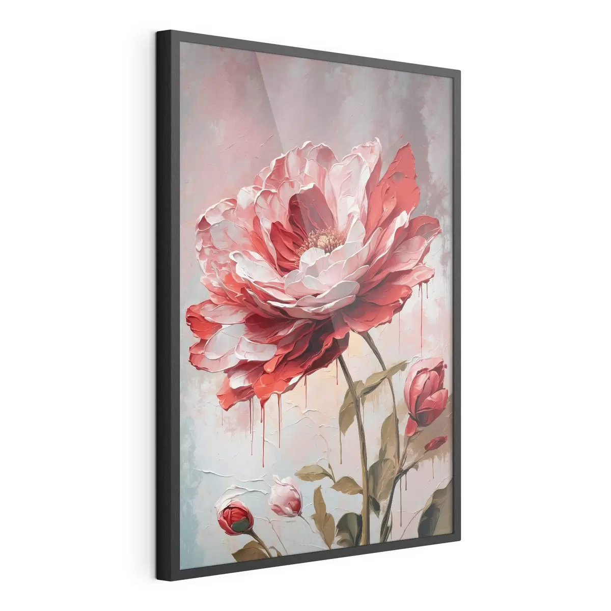 Poster Fiore rosso su sfondo bianco-grigio f39173