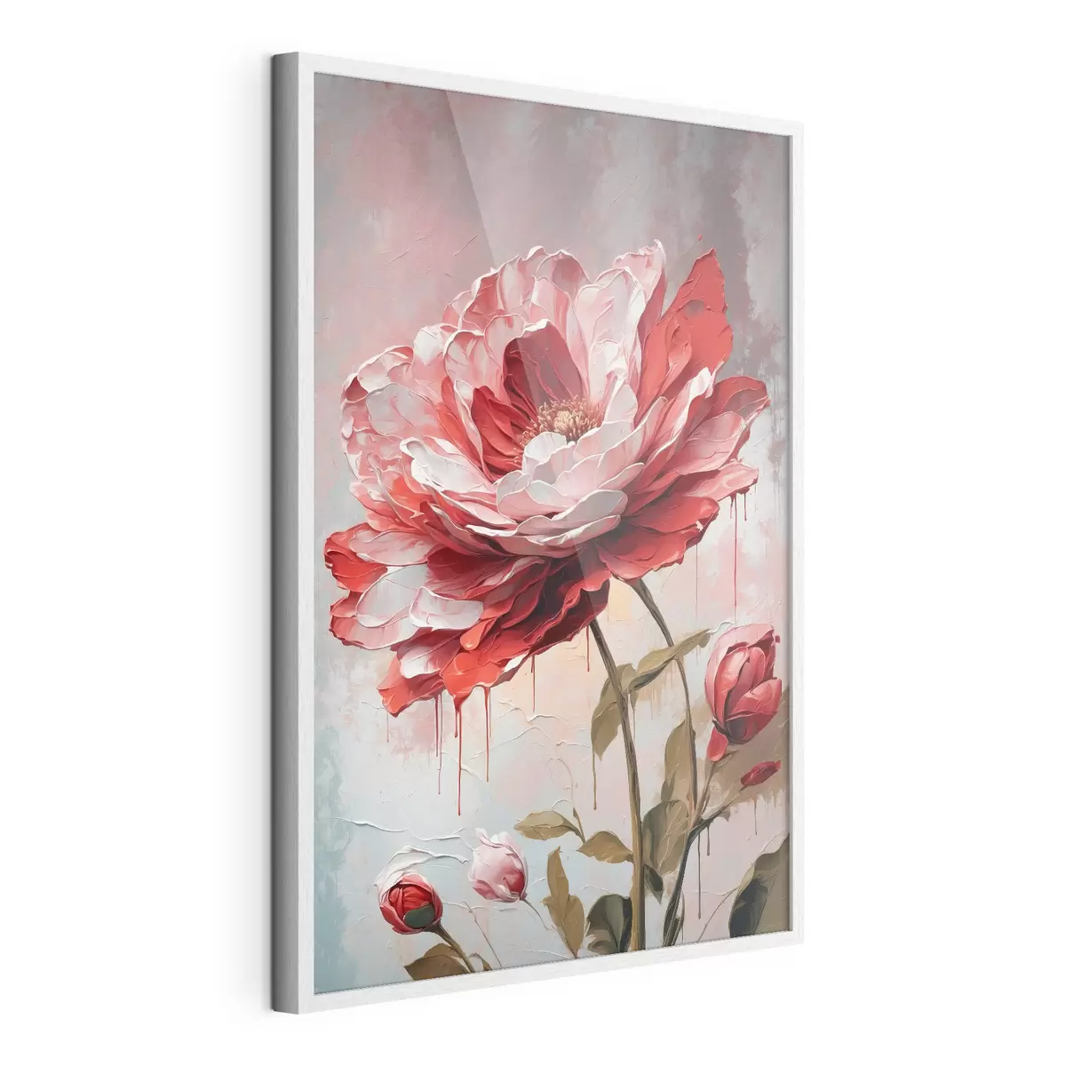 Poster Fiore rosso su sfondo bianco-grigio f39173