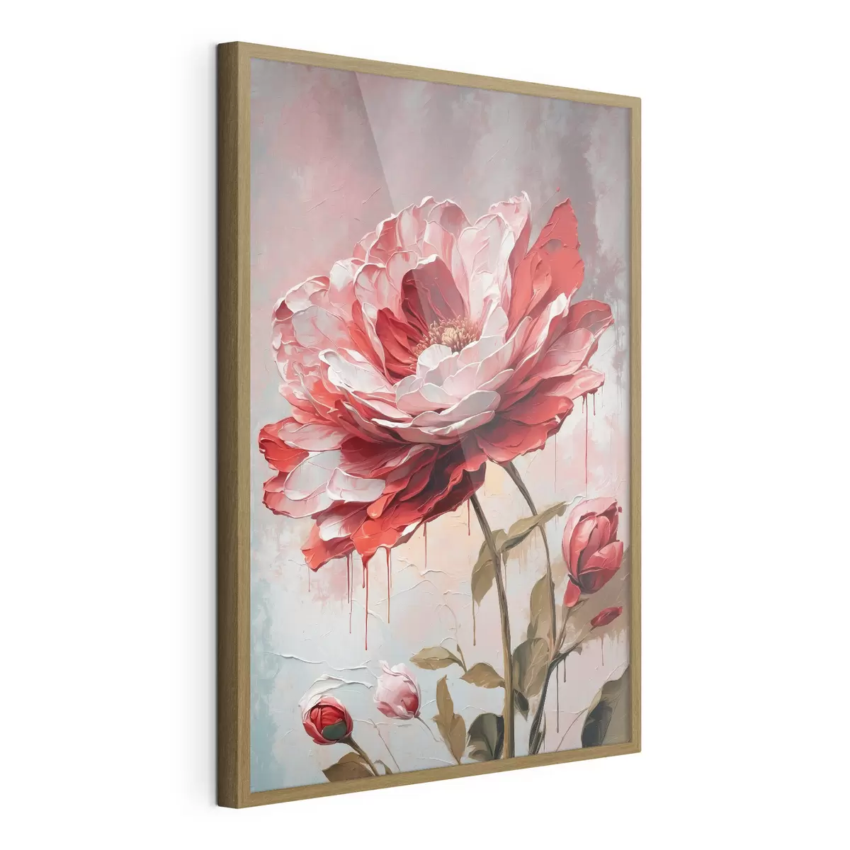 Poster Fiore rosso su sfondo bianco-grigio f39173
