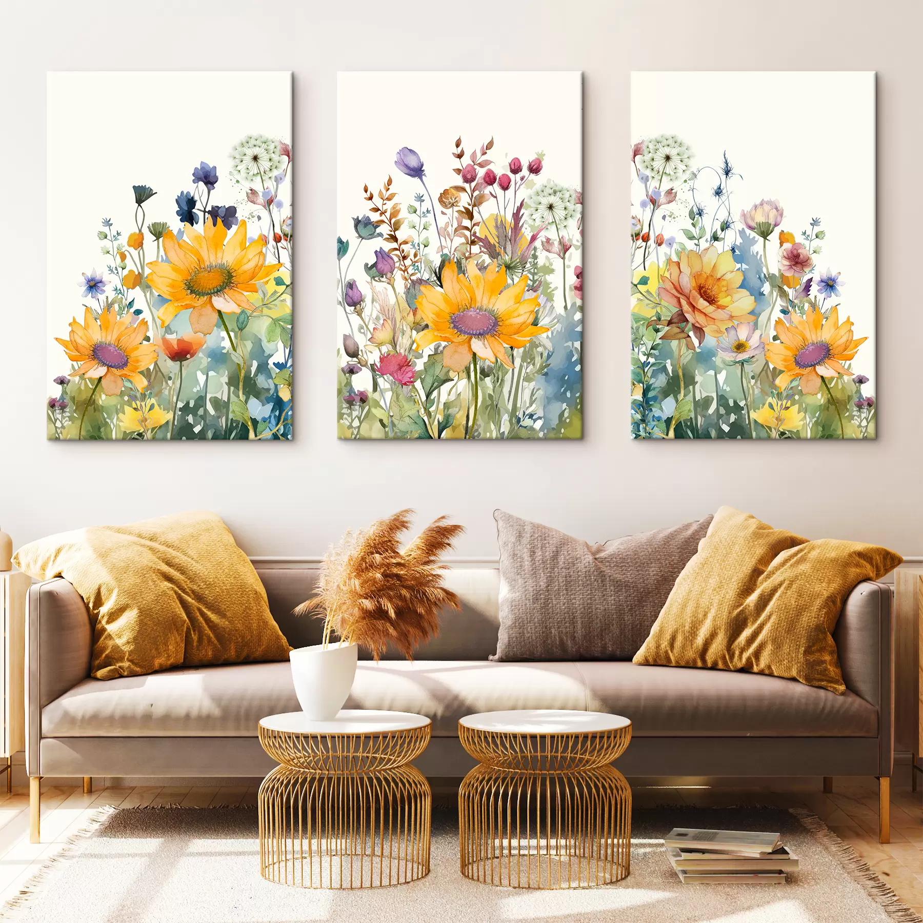 carta da parati Fiori di campo colorati dell'acquerello estivo nr. m00333