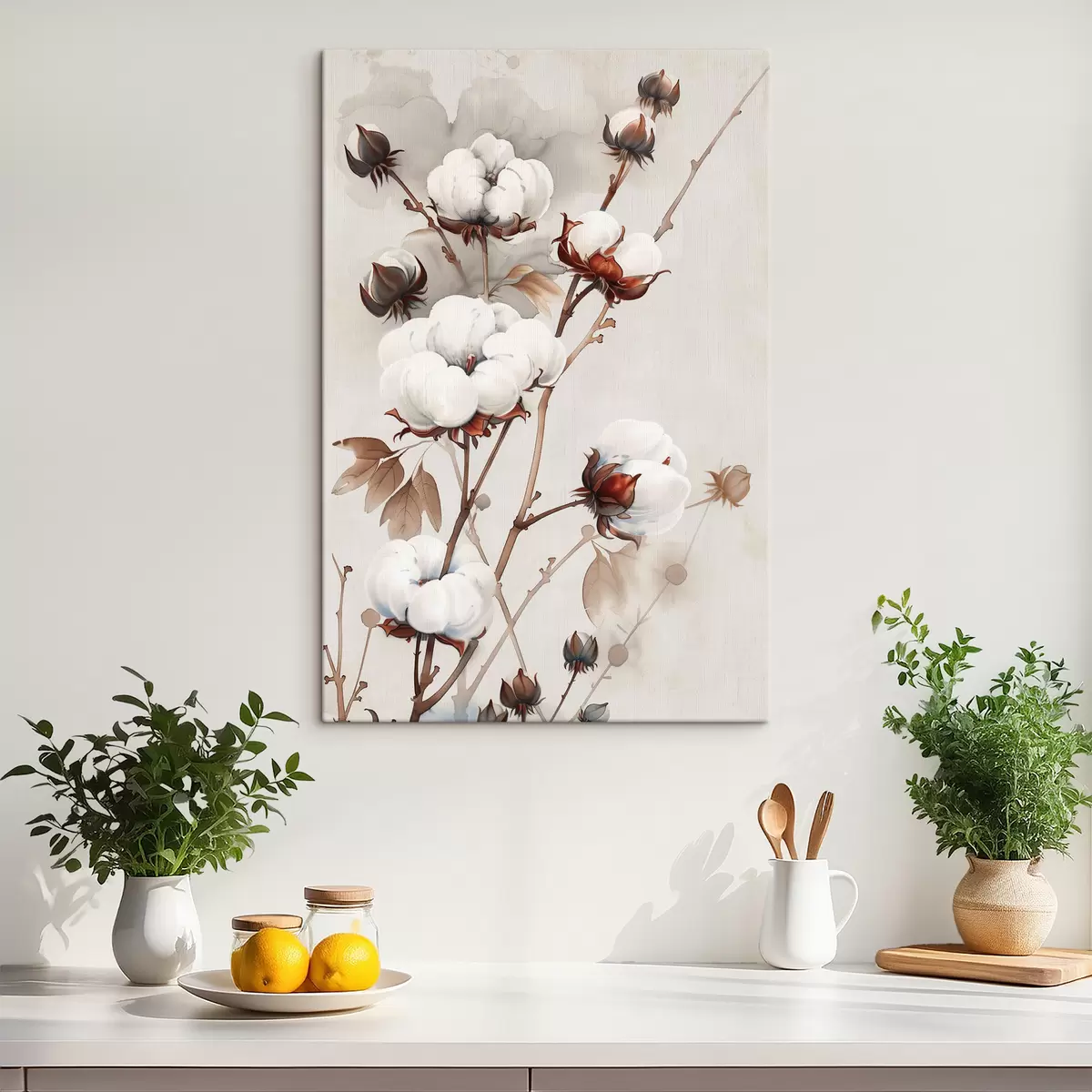 carta da parati Rami di cotone in stile acquerello nr. s39215