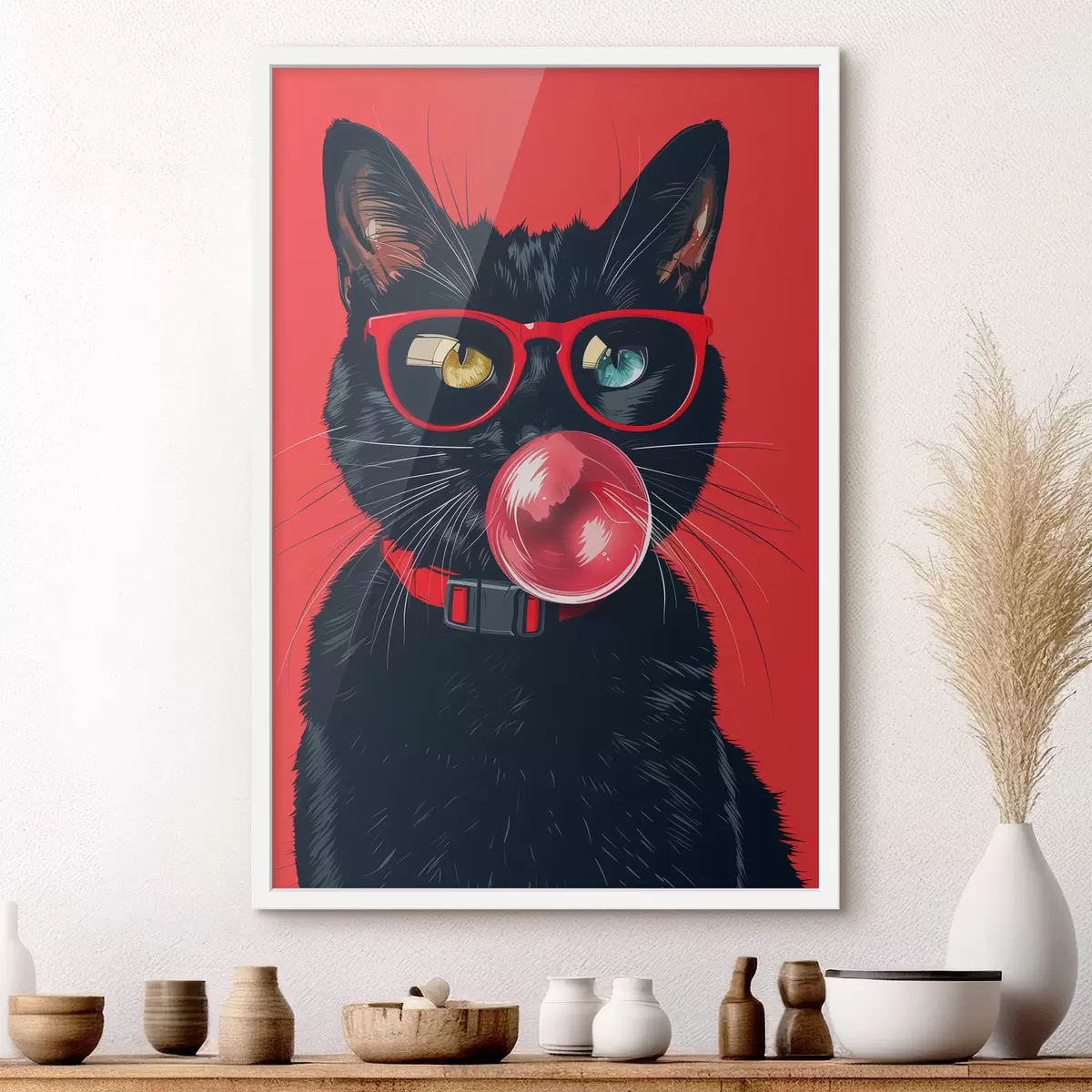 Poster Gatto nero con gli occhiali f39224