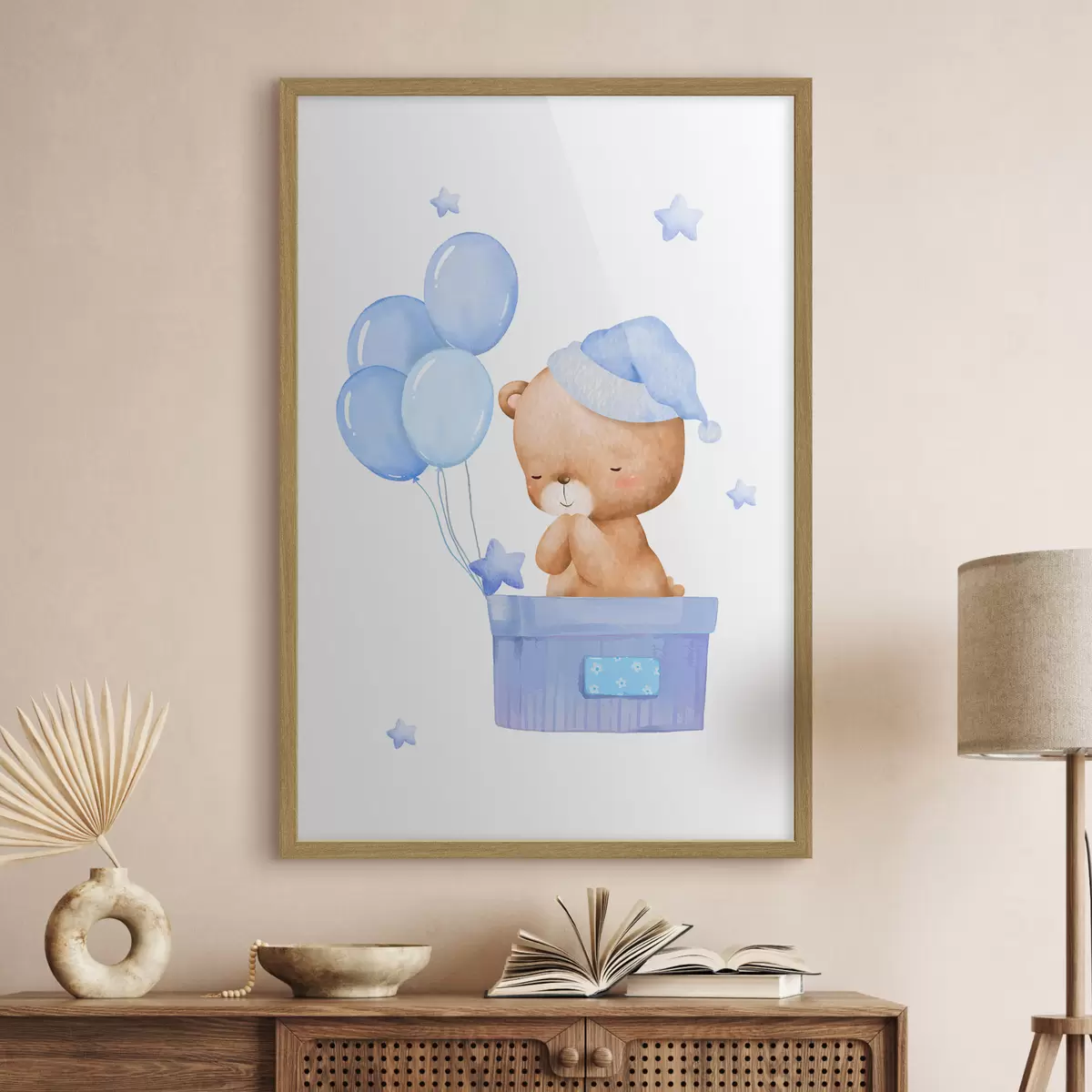 Poster Adorabile orso con palloncini gioiosi f37918v1